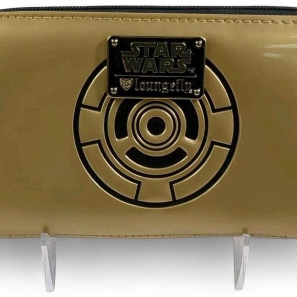 Loungefly Star Wars C-3PO Gold Embossed Heart Logo Zip Around Wallet - Picture 3 of 7